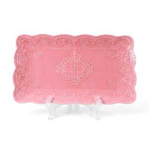 Blush Ornate Rectangular Serving Platter Small