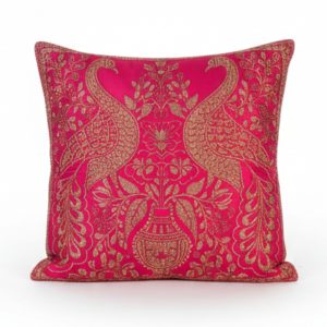 Crimson Regal Peacock Cushion