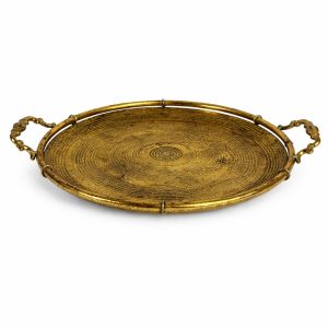 Gold Circle with Handles Ornate Tray
