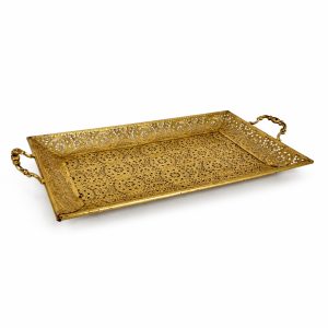 Gold Rectangular Ornate Tray