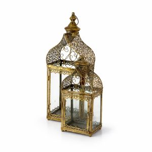 Golden Rectangular Lantern Set