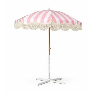 Pink Stripe Fringe Umbrella